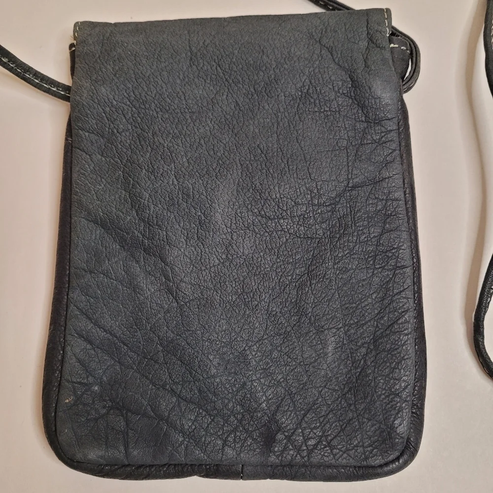 Vintage Hand-Painted Floral Leather Crossbody Bag